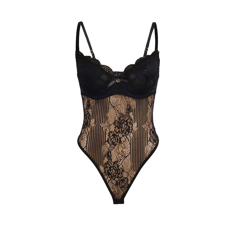 SUBBLIME - 955625 LACE BODYSUIT WITH BOTTOM CLOSURE BLACK L/XL - My naughty haven #