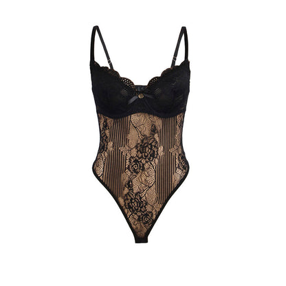 SUBBLIME - 955625 LACE BODYSUIT WITH BOTTOM CLOSURE BLACK L/XL - My naughty haven #