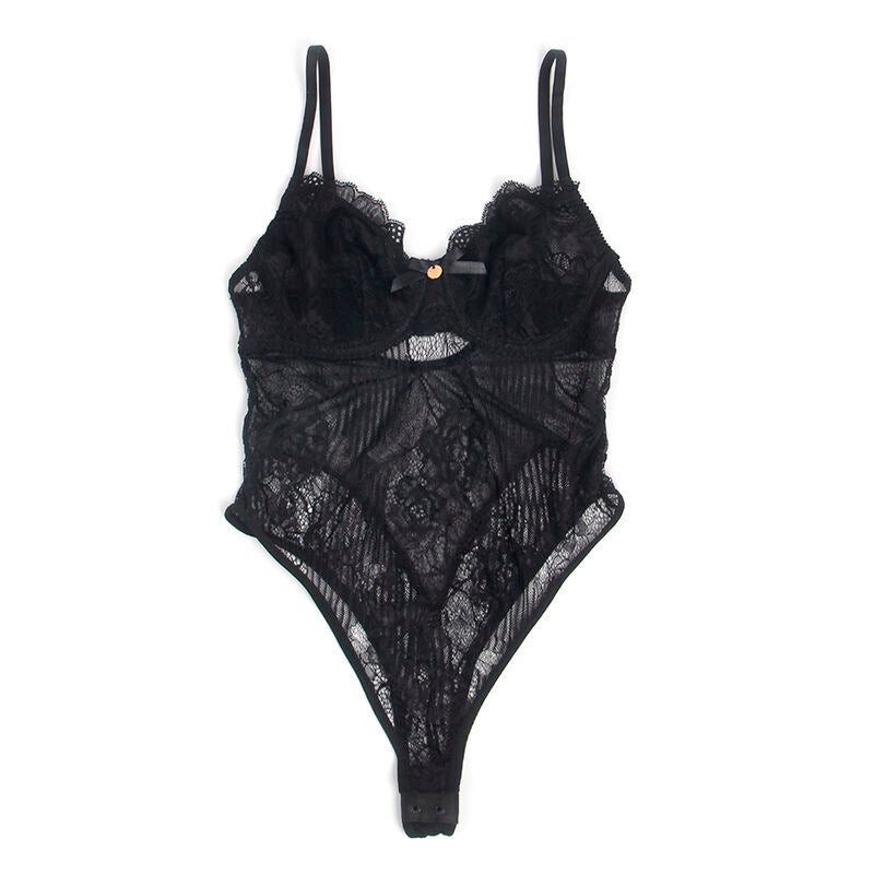 SUBBLIME - 955625 LACE BODYSUIT WITH BOTTOM CLOSURE BLACK L/XL - My naughty haven #
