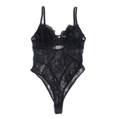 SUBBLIME - 955625 LACE BODYSUIT WITH BOTTOM CLOSURE BLACK L/XL - My naughty haven #