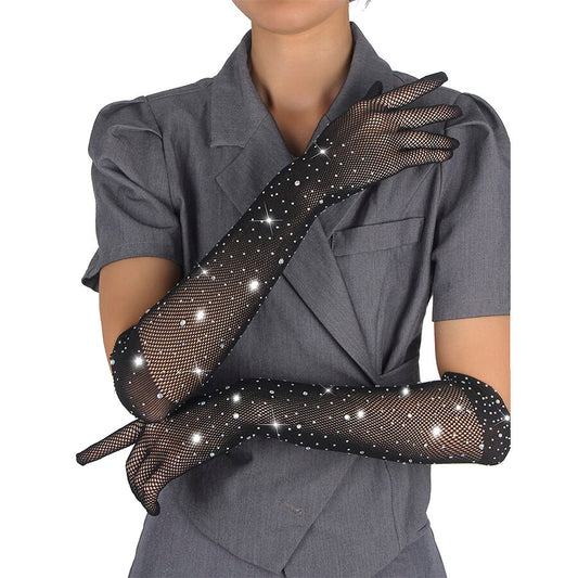 SUBBLIME - 957469SHINE TRANSPARENT GLOVES BLACK S/M - My naughty haven #