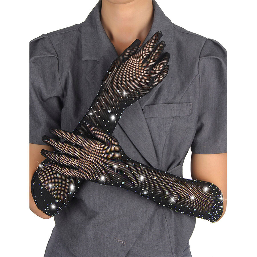 SUBBLIME - 957469SHINE TRANSPARENT GLOVES BLACK S/M - My naughty haven #