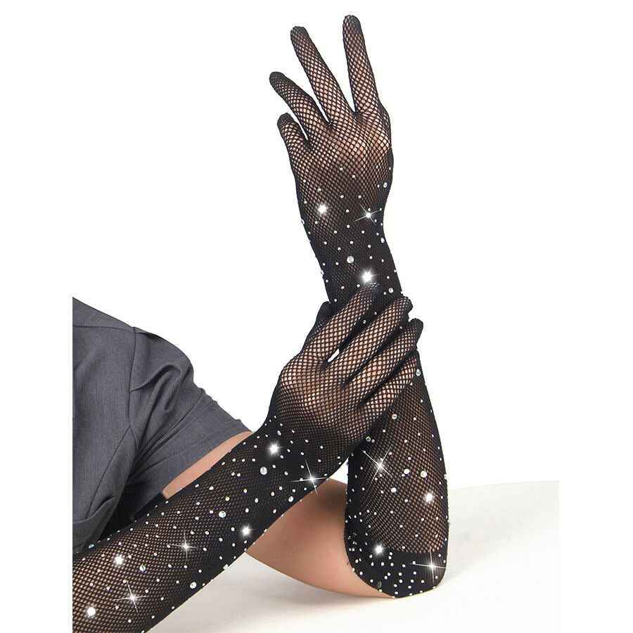 SUBBLIME - 957469SHINE TRANSPARENT GLOVES BLACK S/M - My naughty haven #