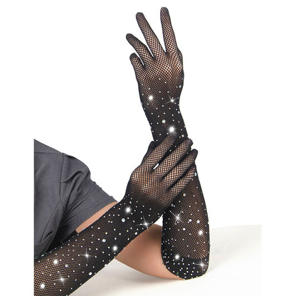 SUBBLIME - 957469SHINE TRANSPARENT GLOVES BLACK S/M - My naughty haven #