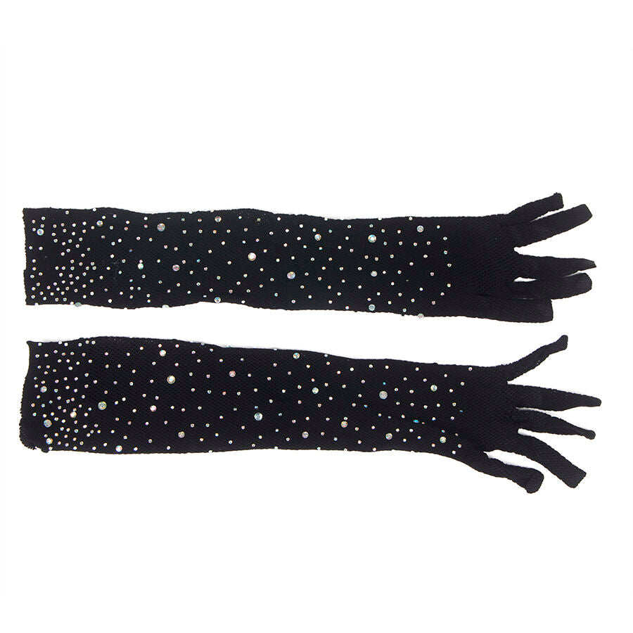 SUBBLIME - 957469SHINE TRANSPARENT GLOVES BLACK S/M - My naughty haven #