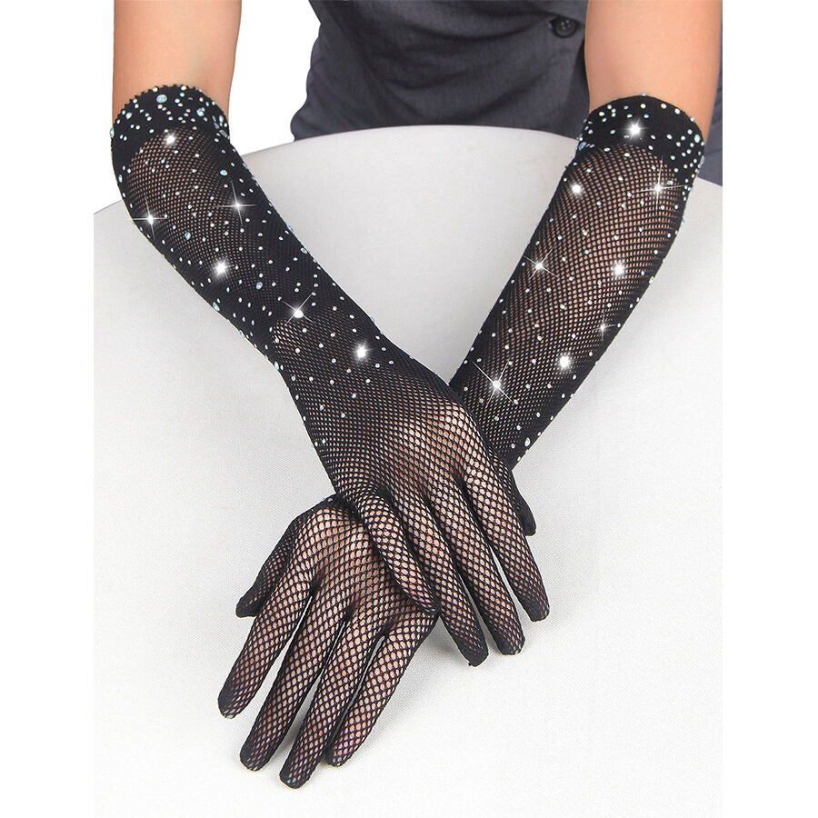 SUBBLIME - 957469SHINE TRANSPARENT GLOVES BLACK S/M - My naughty haven #