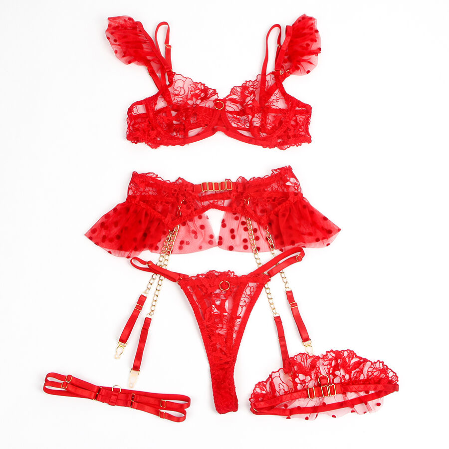 SUBBLIME - 957506  LACE BRA AND GARTER SET RED S/M - My naughty haven #
