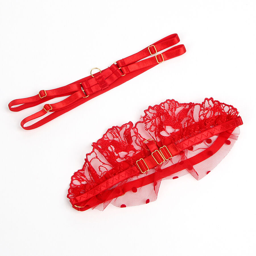 SUBBLIME - 957506  LACE BRA AND GARTER SET RED S/M - My naughty haven #