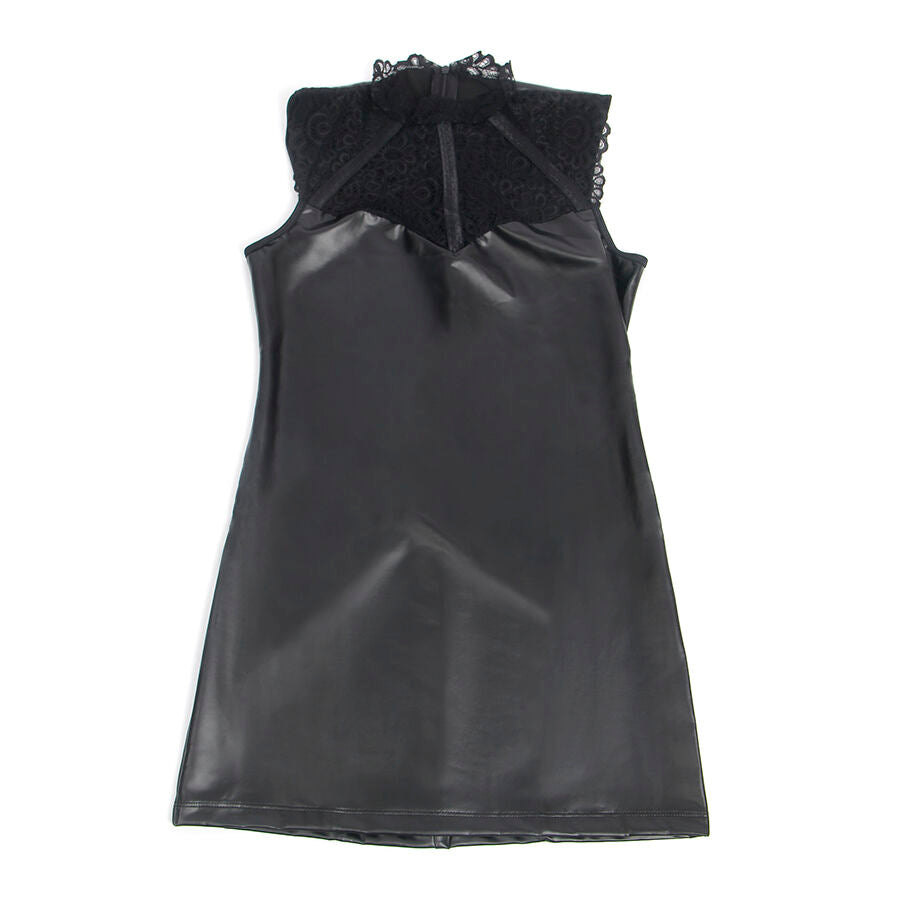 SUBBLIME - 957544 LACE COLLAR LEATHER DRESS BLACK S/M - My naughty haven #