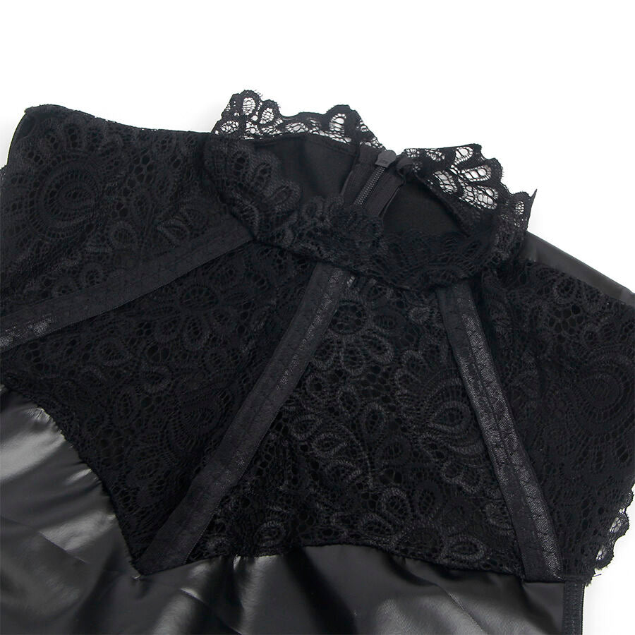 SUBBLIME - 957544 LACE COLLAR LEATHER DRESS BLACK S/M - My naughty haven #