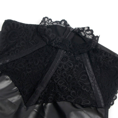 SUBBLIME - 957544 LACE COLLAR LEATHER DRESS BLACK S/M - My naughty haven #