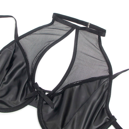 SUBBLIME - 957582 LEATHER BRA AND SKIRT SET BLACK S/M - My naughty haven #