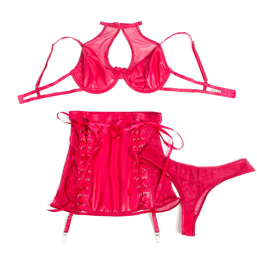 SUBBLIME - 957605 LEATHER BRA AND SKIRT SET RED S/M - My naughty haven #