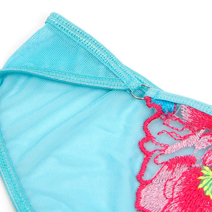 SUBBLIME - 957643 FLOWER EMBROIDERED BRA AND GARTER BELT SET PINK S/M - My naughty haven #