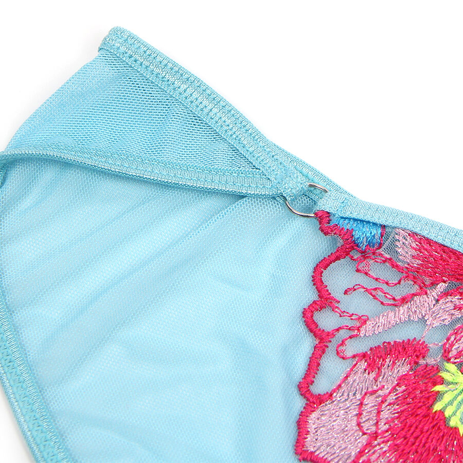 SUBBLIME - 957643 FLOWER EMBROIDERED BRA AND GARTER BELT SET PINK S/M - My naughty haven #