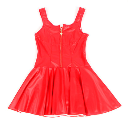 SUBBLIME - 957681 HEART ZIPPER LEATHER DRESS RED S/M - My naughty haven #