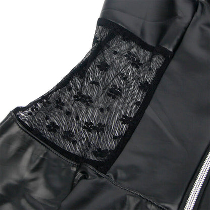 SUBBLIME - 957704 LACE ZIPPER LEATHER DRESS BLACK S/M - My naughty haven #