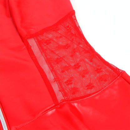 SUBBLIME - 957728 LACE ZIPPER LEATHER DRESS RED S/M - My naughty haven #