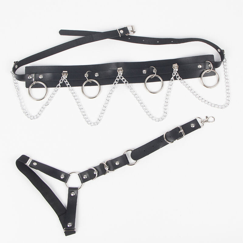 SUBBLIME - BELT AND GARTER HARNESS WITH RINGS AND CHAINDETAIL ONE SIZE - My naughty haven #