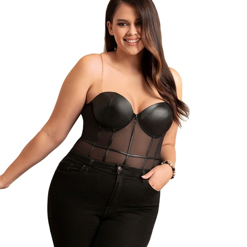 SUBBLIME - BLACK CHAIN SUSPENDERS BODYSUIT S/M - My naughty haven #