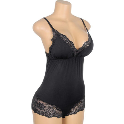 SUBBLIME - BLACK FLORAL LACE DETAIL TEDDY L/XL - My naughty haven #