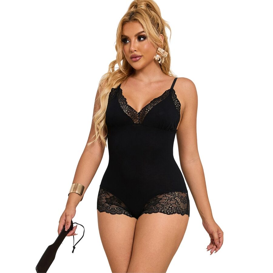 SUBBLIME - BLACK FLORAL LACE DETAIL TEDDY S/M - My naughty haven #