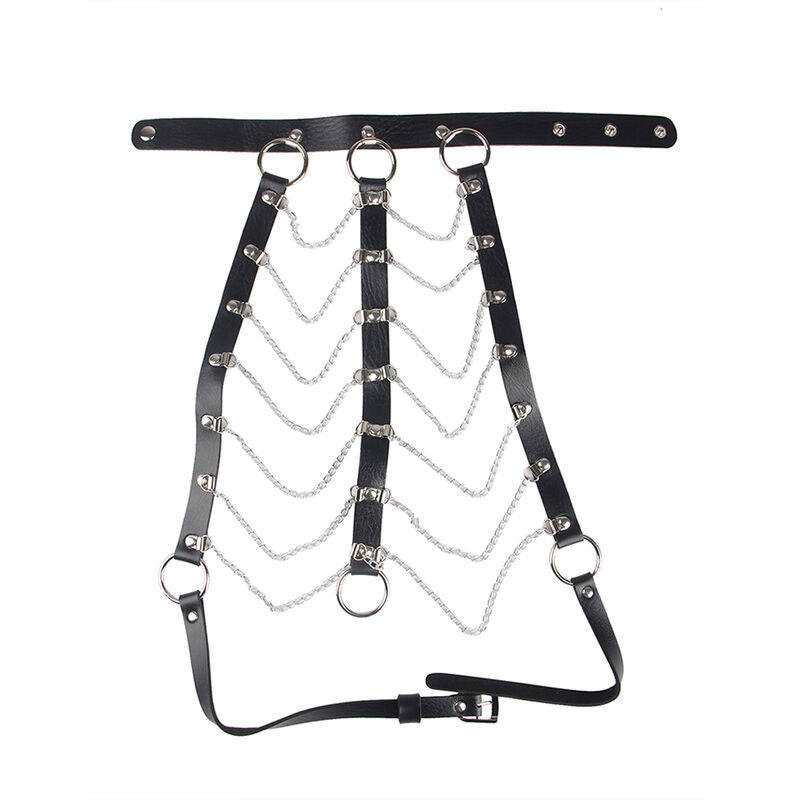 SUBBLIME - CHEST HARNESS LEATHER CHAINS BLACK ONE SIZE - My naughty haven #