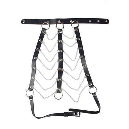SUBBLIME - CHEST HARNESS LEATHER CHAINS BLACK ONE SIZE - My naughty haven #