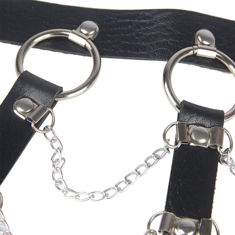 SUBBLIME - CHEST HARNESS LEATHER CHAINS BLACK ONE SIZE - My naughty haven #