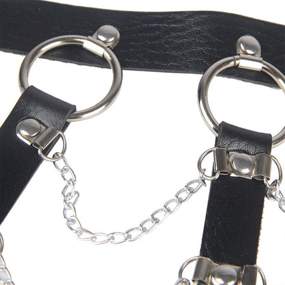 SUBBLIME - CHEST HARNESS LEATHER CHAINS BLACK ONE SIZE - My naughty haven #
