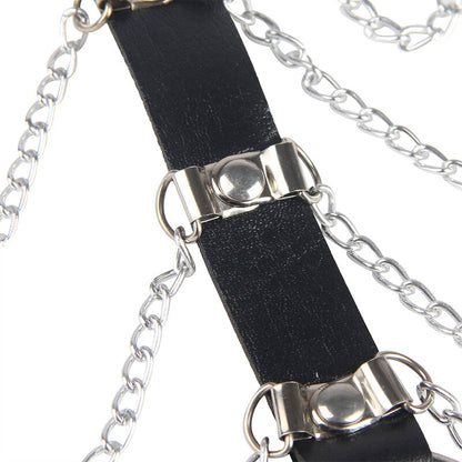 SUBBLIME - CHEST HARNESS LEATHER CHAINS BLACK ONE SIZE - My naughty haven #
