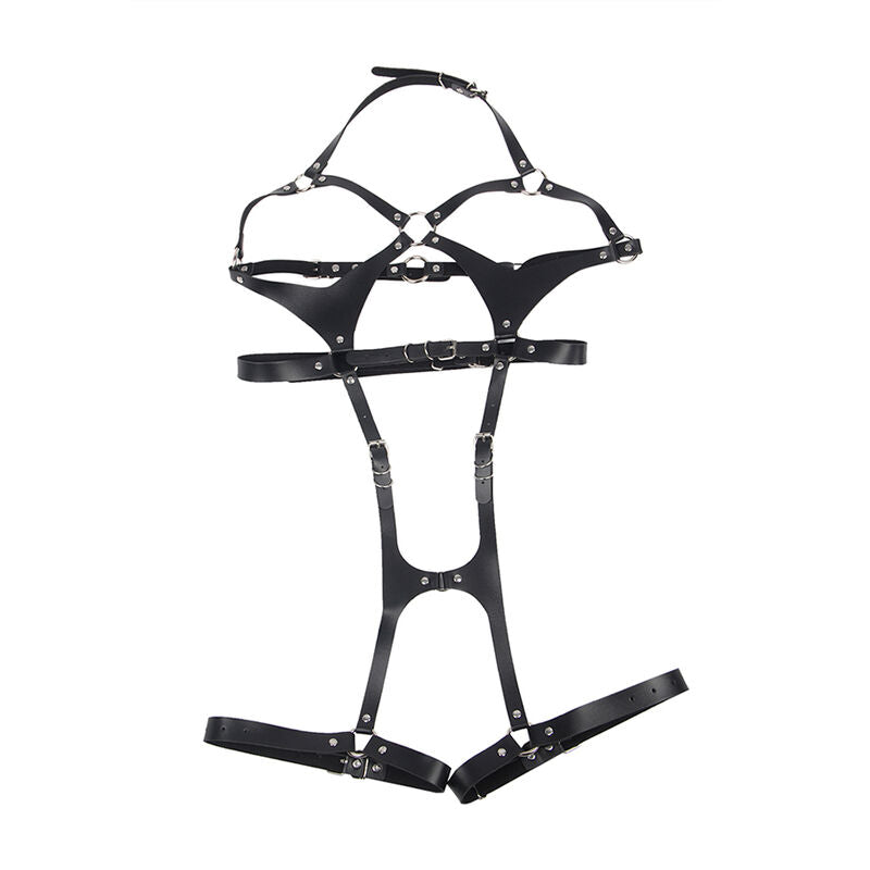 SUBBLIME - FULL BODY HARNESS WITH LEATHER BUCKLES BLACK ONE SIZE - My naughty haven #