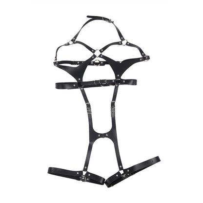 SUBBLIME - FULL BODY HARNESS WITH LEATHER BUCKLES BLACK ONE SIZE - My naughty haven #