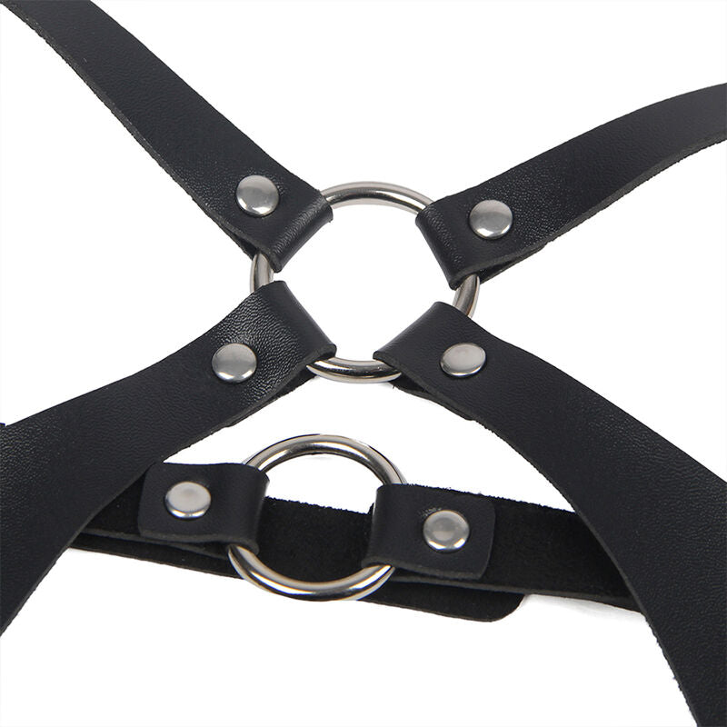 SUBBLIME - FULL BODY HARNESS WITH LEATHER BUCKLES BLACK ONE SIZE - My naughty haven #