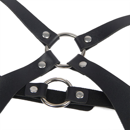 SUBBLIME - FULL BODY HARNESS WITH LEATHER BUCKLES BLACK ONE SIZE - My naughty haven #