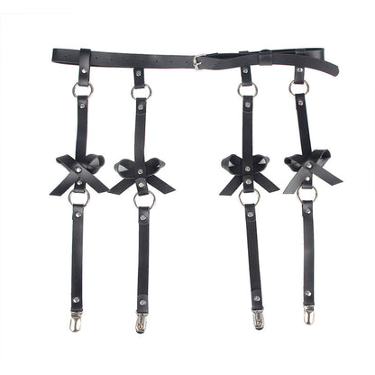 SUBBLIME - LEATHER CHAINLEG HARNESS BLACK ONE SIZE - My naughty haven #