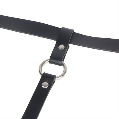 SUBBLIME - LEATHER CHAINLEG HARNESS BLACK ONE SIZE - My naughty haven #
