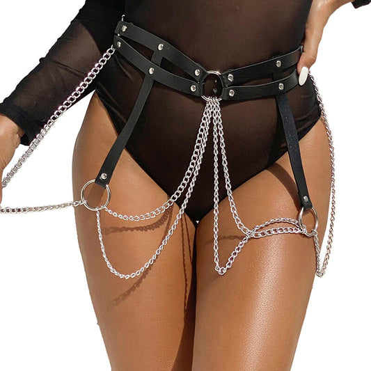 SUBBLIME - LEATHER RING CHAINBELT BLACK ONE SIZE - My naughty haven #