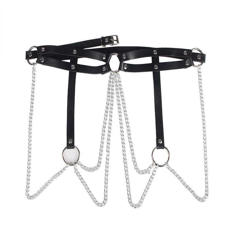 SUBBLIME - LEATHER RING CHAINBELT BLACK ONE SIZE - My naughty haven #