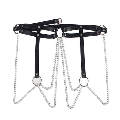 SUBBLIME - LEATHER RING CHAINBELT BLACK ONE SIZE - My naughty haven #