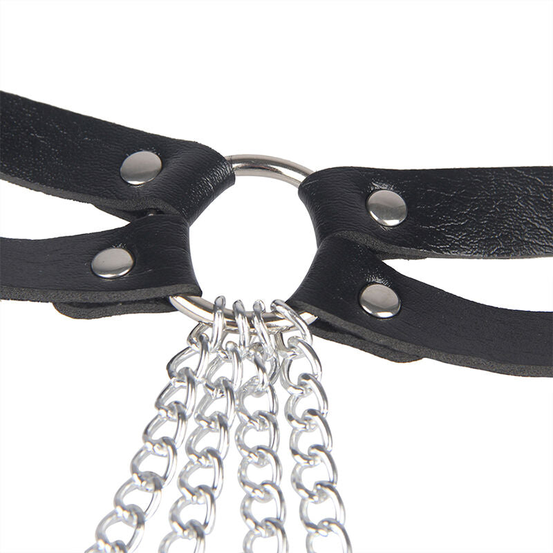 SUBBLIME - LEATHER RING CHAINBELT BLACK ONE SIZE - My naughty haven #