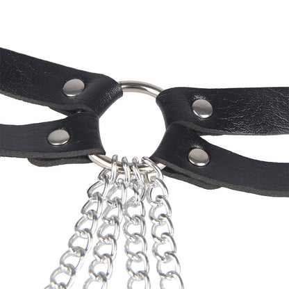 SUBBLIME - LEATHER RING CHAINBELT BLACK ONE SIZE - My naughty haven #
