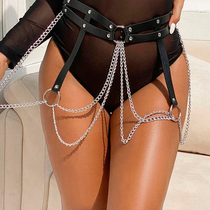 SUBBLIME - LEATHER RING CHAINBELT BLACK ONE SIZE - My naughty haven #