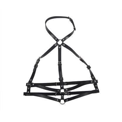 SUBBLIME - LEATHER RING CHEST HARNESS BLACK ONE SIZE - My naughty haven #