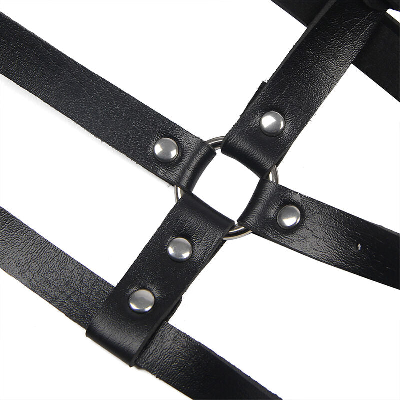 SUBBLIME - LEATHER RING CHEST HARNESS BLACK ONE SIZE - My naughty haven #