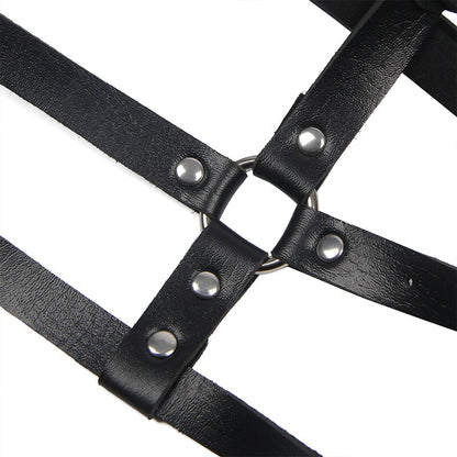 SUBBLIME - LEATHER RING CHEST HARNESS BLACK ONE SIZE - My naughty haven #
