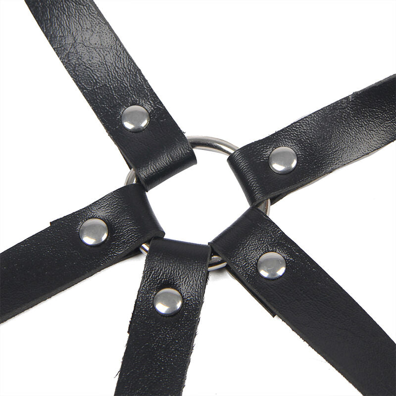 SUBBLIME - LEATHER RING CHEST HARNESS BLACK ONE SIZE - My naughty haven #