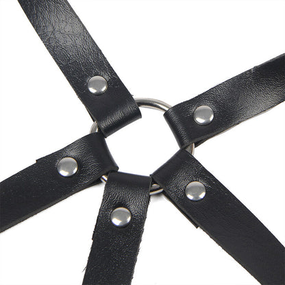 SUBBLIME - LEATHER RING CHEST HARNESS BLACK ONE SIZE - My naughty haven #