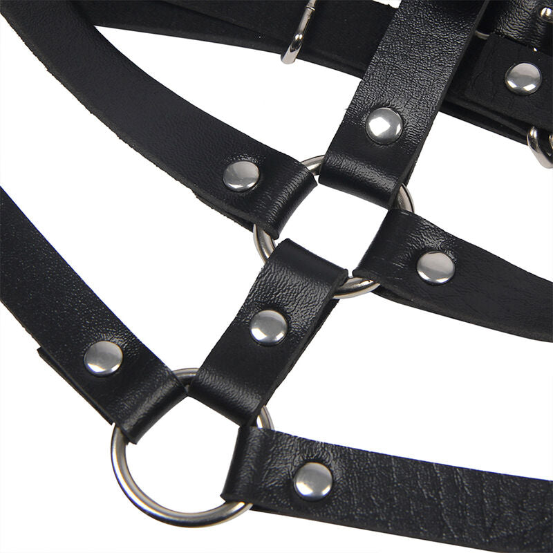 SUBBLIME - LEATHER RING CHEST HARNESS BLACK ONE SIZE - My naughty haven #