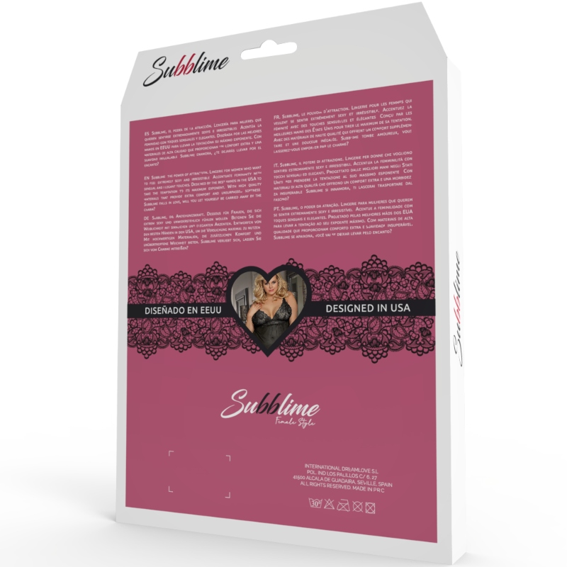 SUBBLIME - QUEEN PLUS DRESS-TOP AND THONG SET BLACK - My naughty haven #